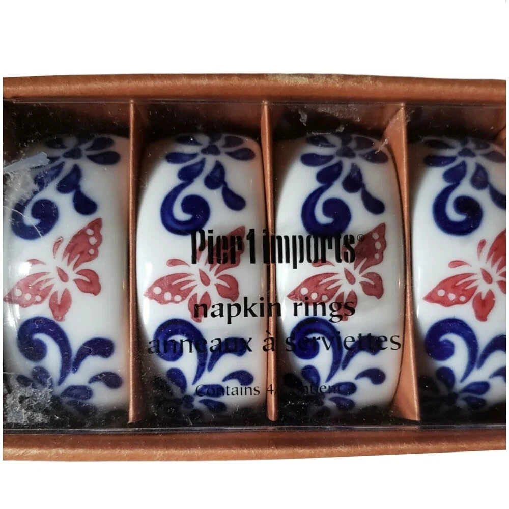 Pier 1 Imports Porcelain Napkin Rings Set of 4